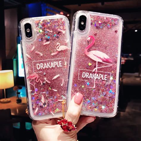 Fashion Flamingo Liquid Quicksand Soft Silicone Case For Iphone 5 5s 6