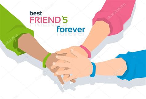 Hand Holding Together Best Friends Forever Friendship Day Banner Stock Vector Mast R