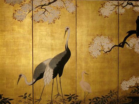 Exquisite Japanese Edo Period Crane Screen From Eurasiafineart On Ruby Lane