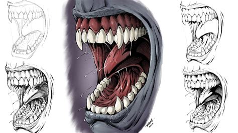 Monster Teeth Step By Step Drawing And Coloring Youtube