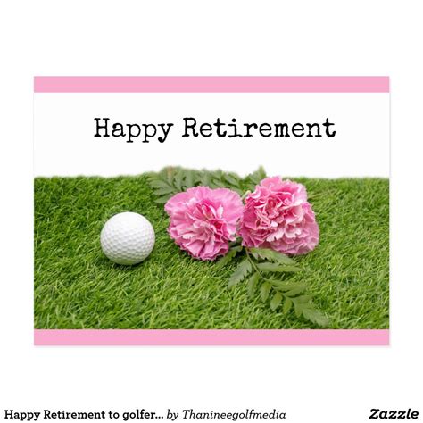 Happy Retirement To Golfer With Golf Ball On Green Postcard Custom
