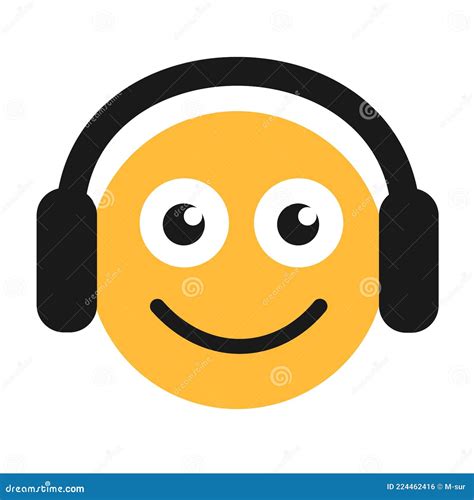 Emoticon Of Happy Smiling Person And Man Who Is Listening Music Sound