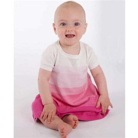 The Bonnie Mob Baby Girls Pink Striped Knitted Cotton Dress