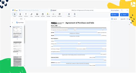 Orea Form 100 Easy Agreement Of Purchase And Sale Pdfliner