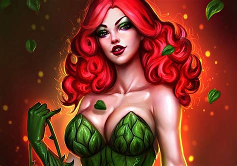 X Px P Free Download Poison Ivy Red Art Redhead Woman Fantasy Girl Green