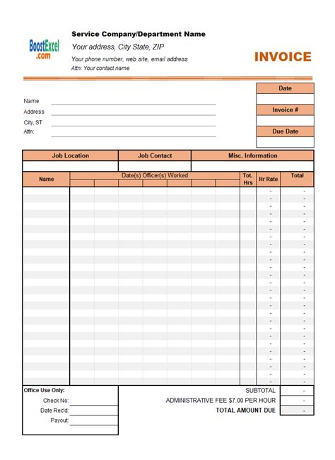 Timesheet Invoice Template Excel