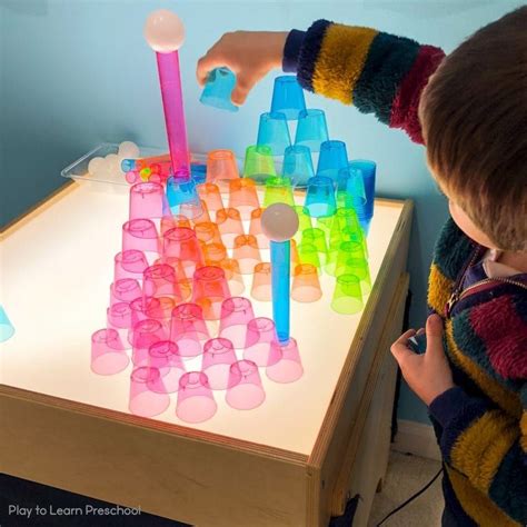 Stem Light Table Building Challenge For Preschoolers Preschool Rooms