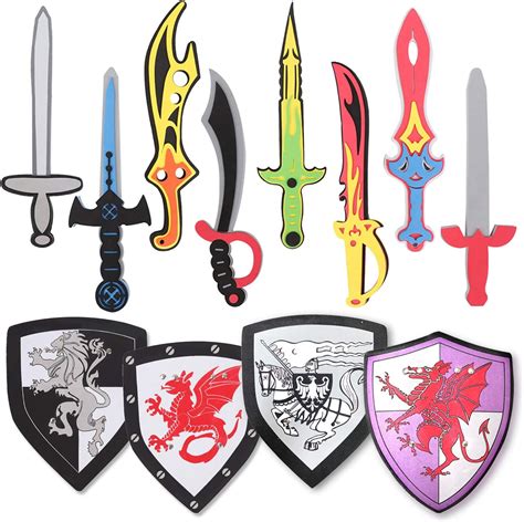 12 Pack Foam Swords And Shields Playset Medieval Combat Ninja Warrior