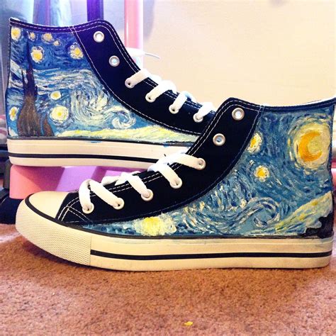 Van Gogh Starry Night Custom Hand Painted Converse Style Shoes By