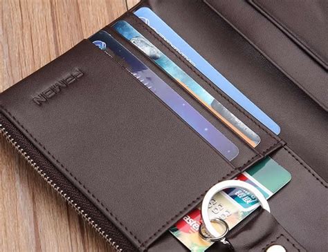 Genuine Leather Wallet Credit Card Holder Car Key Keychain