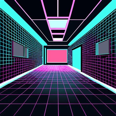 Premium Vector 3d Wireframe Room Colorful On Dark Background Abstract
