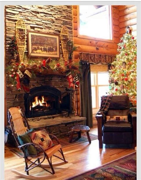 We specialize in log cabin vacation rentals. Cute decor | Christmas fireplace, Christmas mantel ...