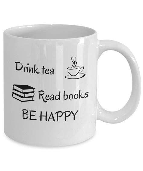 Book Lover Coffee Mug Drink Tea Read Books Be Happy Etsy