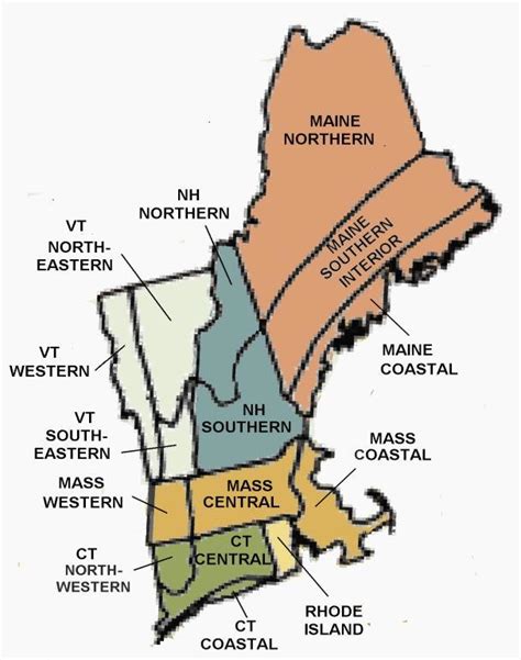Map Of New England States Climate Divisions Map Courtesy
