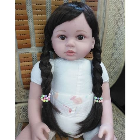 KEIUMI Realistic Inch Reborn Baby Doll Girl Soft Vinyl Cm Naked Princess Doll Long Hair