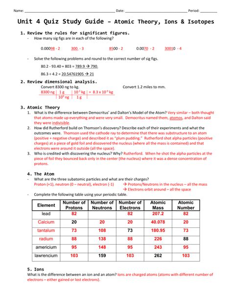 .answer key part a atomic structure 1 draw ve protons in the nucleus of the atom label them atomic theory and electron config ws.pdf. Quiz Study Guide - ANSWER KEY - Liberty Union High School ...