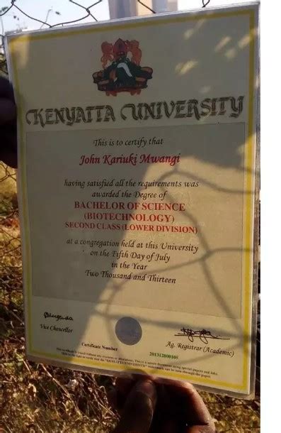 University Of Nairobi Degree Certificate Sample The University Of