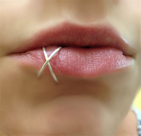 criss cross lip ring double lip ring twisted lip ring cross over lip ring fake piercing