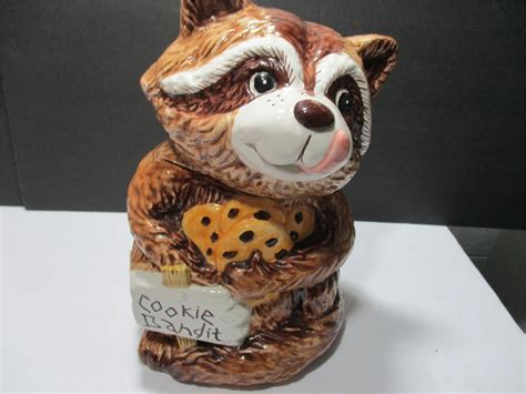 Blindsquirrelauctions Vintage 12 Ceramic Cookie Bandit Raccoon