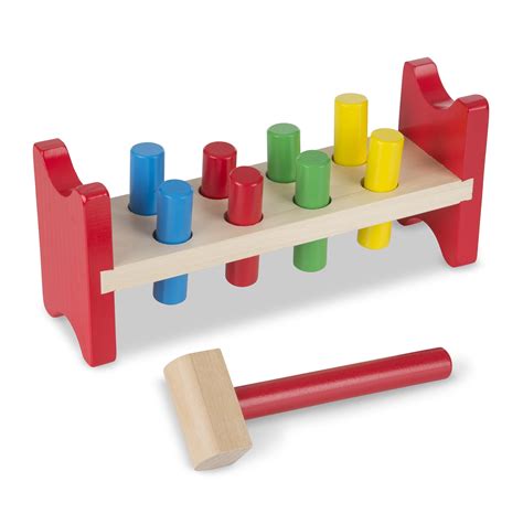 Melissa And Doug Deluxe Wooden Pound A Peg Toy With Hammer