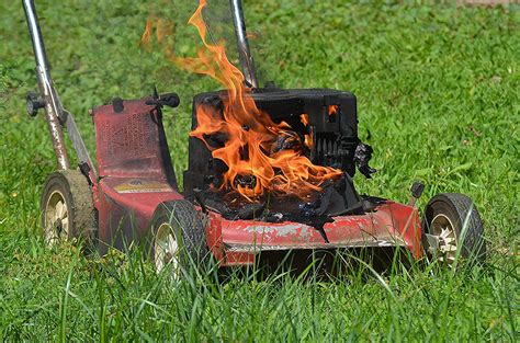 Selden Ny Blazing Lawnmower Fire On Scene Photography 2014