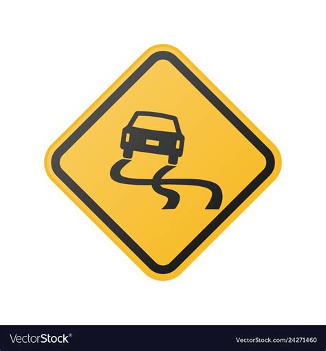 Glossy Slippery Road Sign Royalty Free Vector Image
