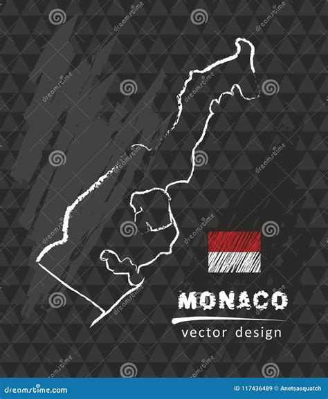 Monaco Map Vector Drawing On Blackboard Stock Vector Illustration Of