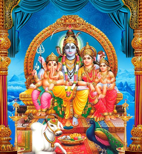 Lord Shiva Parvathi Ganesha Kartikeya Sitting Hd Wallpaper Free Naveengfx