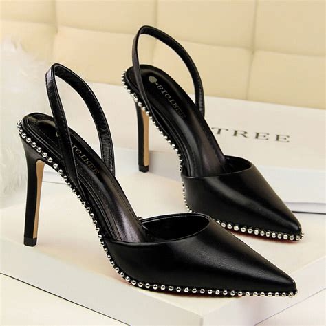 Women Slingback Sandals Pointed Toe High Heel Stiletto Dress Shoes Slip