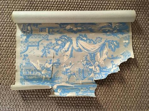 France 18th Century Wallpaper With Landscape Scenes In Turquoise Color