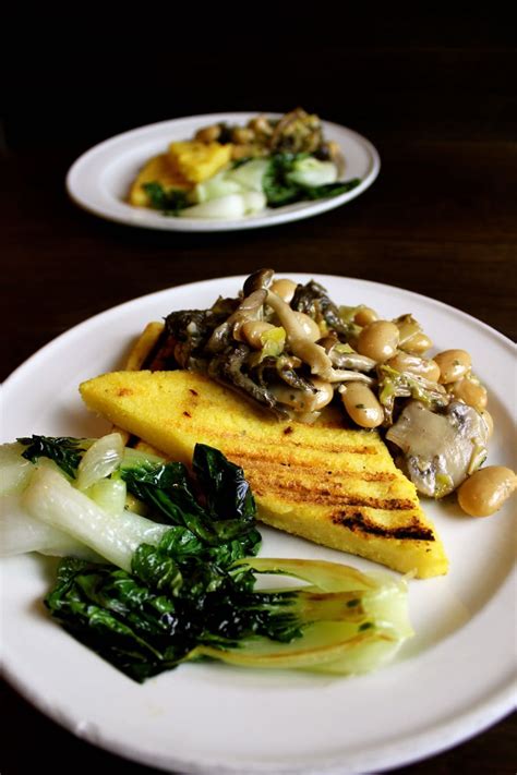 Open polenta and remove rounded ends; Vegan Creamy Mushrooms with Wine and Thyme- thinlyspread ...