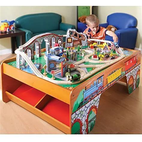 Wooden Train Table Toy Train Center