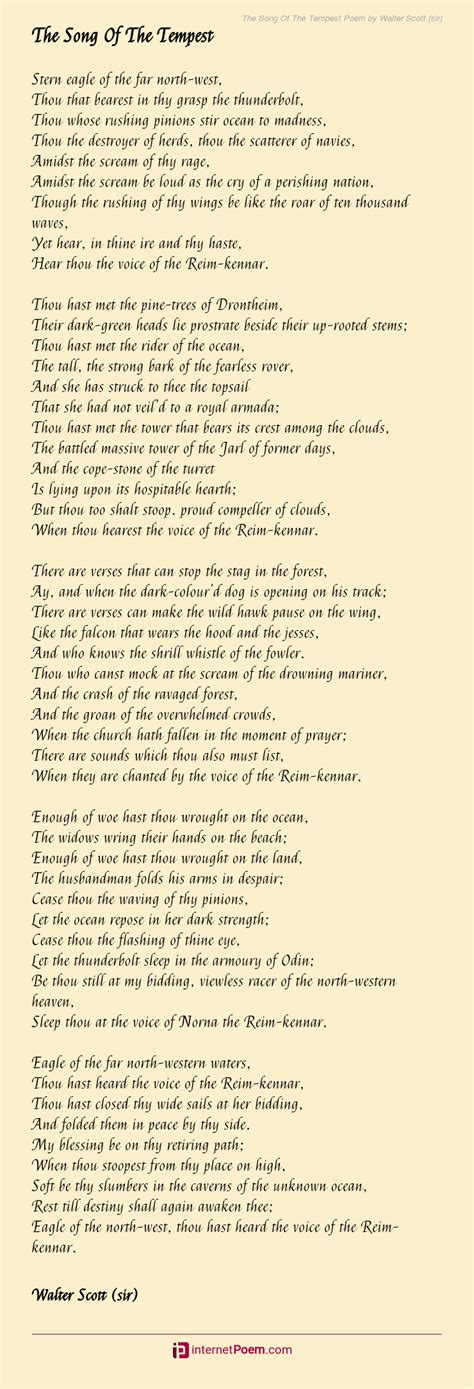 The Song Of The Tempest Poem By Walter Scott Sir