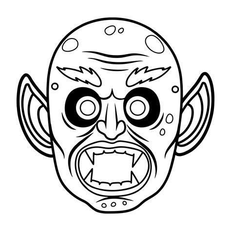 Scary Halloween Mask Coloring Pages Sketch Coloring Page
