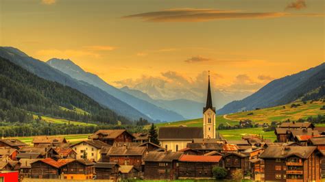 Fondos De Pantalla Suiza Valle Pueblo Bosque Nubes Montañas