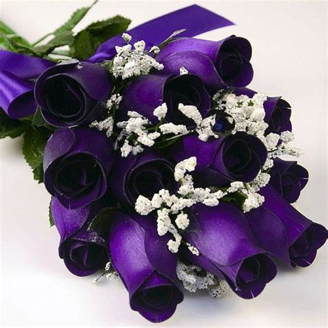 Deep Purple Half Dozen Wax Dipped Roses Purple Flowers Purple Roses