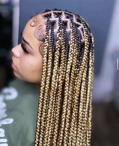 Black Knotless Braids With Blonde Knotless Braids Move More Freely On
