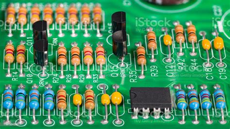 Resistors Transistors Capacitors And Integrated Circuit On Pcb Standard