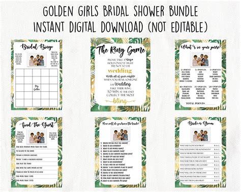 Golden Girls Bridal Shower Game Bundle 5 5x7 Games And 8x10 Etsy