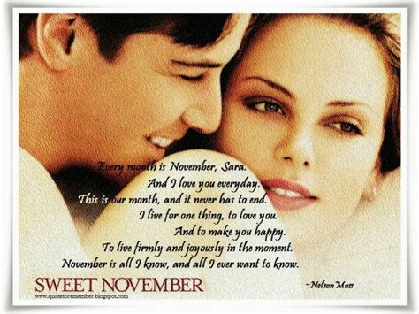 A Man And Woman Are Looking At Each Other With The Words Sweet November
