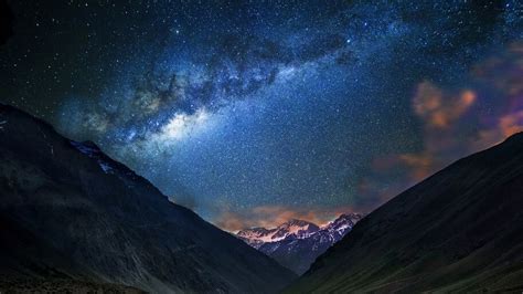 Mountain Landscape Night Sky Stars Milky Way Scenery