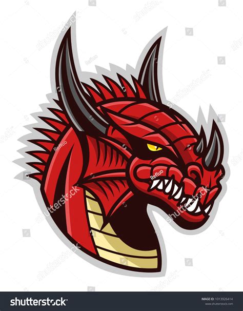 Red Dragon Head On White Background Stock Vector Royalty Free