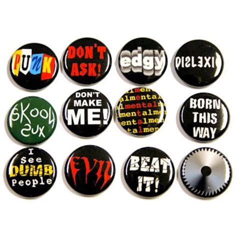 Punk Slogans 1 Set Of 12 Buttons Pinbacks Badges 1 Inch Etsy