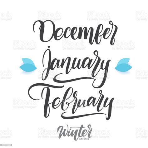 Vector Handwritten Type Lettering Of Winter Months Stock Illustration