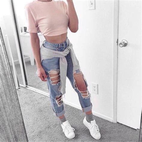Jeans Ripped Jeans Crop Top Wheretoget