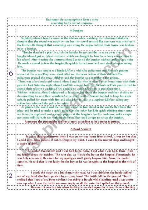 Jumbled Up Paragraphs Esl Worksheet By Zara3979
