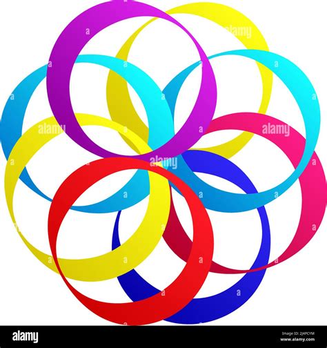 Interlocking Interlace Circles Circular Geometric Icon Logo Stock