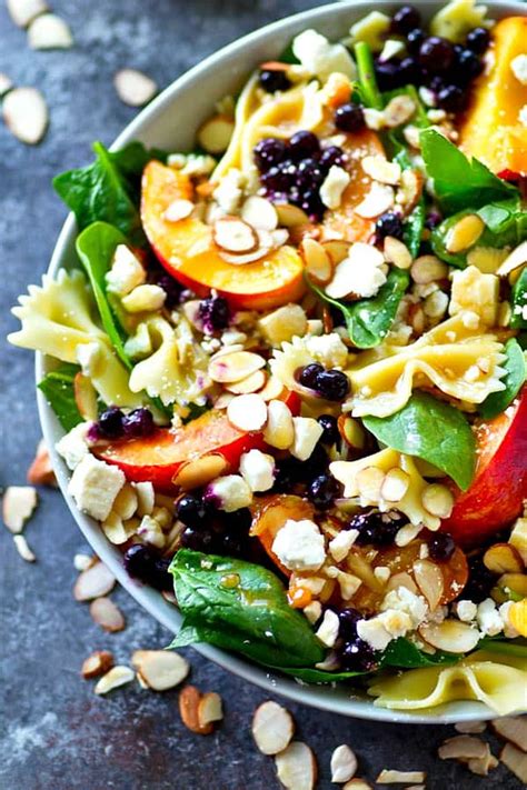 They're a good source of healthy polyphenols. Blueberry Peach Feta Spinach Pasta Salad