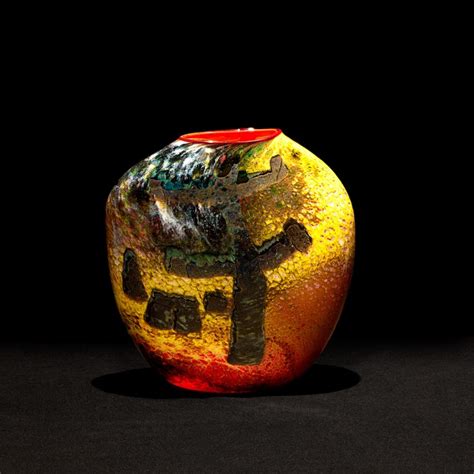 William Morris B 1957 Stone Vessel Contemporary Blown Glass Contemporary Glass Sculpture