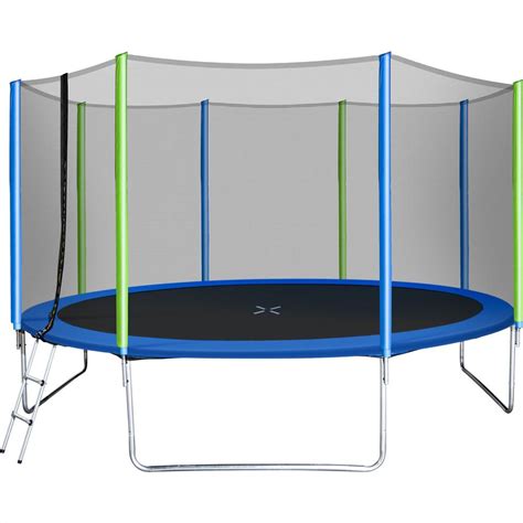 12ft Trampoline For Kids With Safety Enclosure Net Ladder And 8 Wind